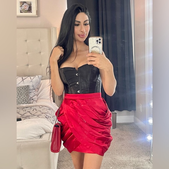 Balmain | Skirts | Balmain X Hm Red Silk Tulip Skirt Size 36